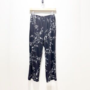 CATHY • Women’s Floral Black and White Rayon Spandex Comfy Pajama Pants Size L